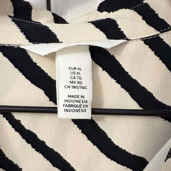 H&M Oversized Zebra Print Long Sleeve Button-Up Shirt - Black & Cream - Picture 6 of 10